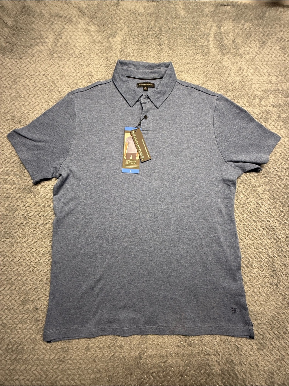 Banana Republic Men's Heather Slate Blue Polo